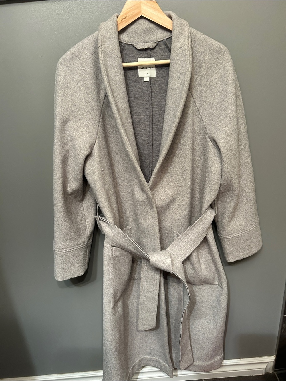 Gentle Fawn Light Gray Shawl Collar Wrap Felt Fall jacket